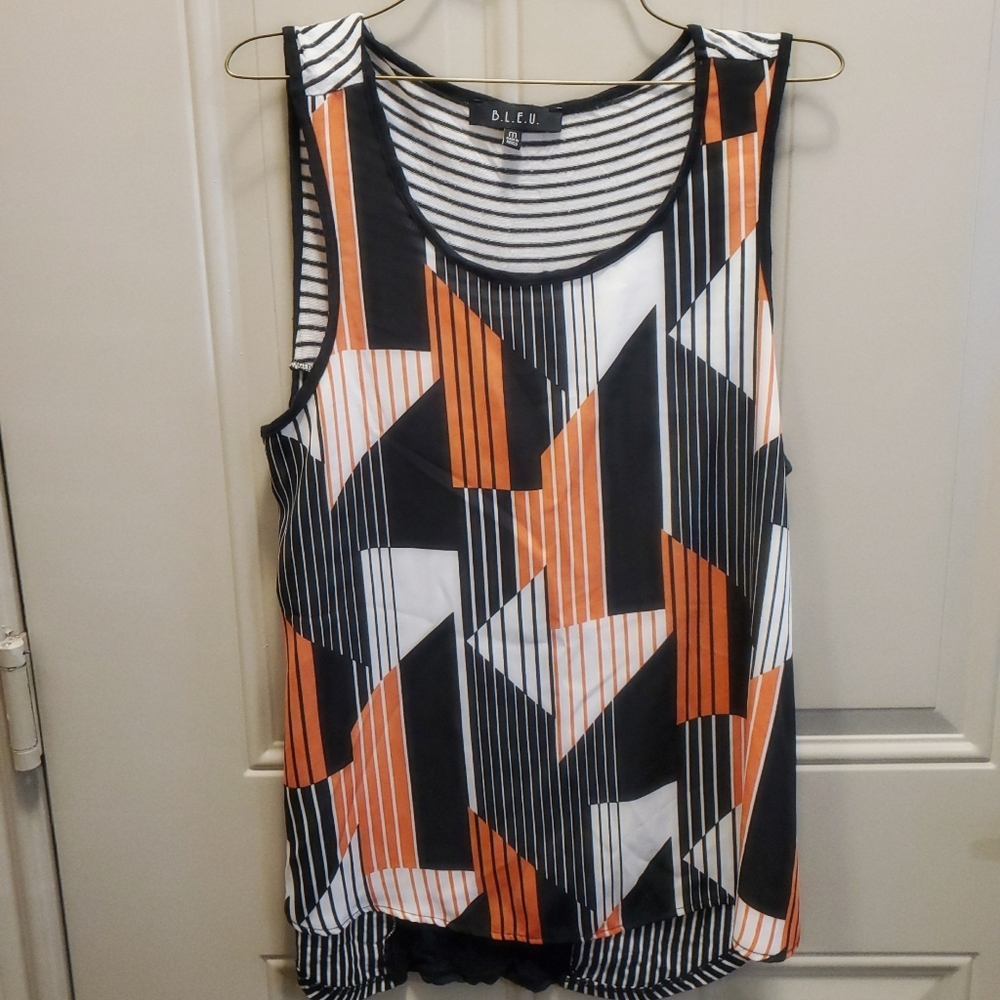 Geometric Print Sleeveless Blouse
